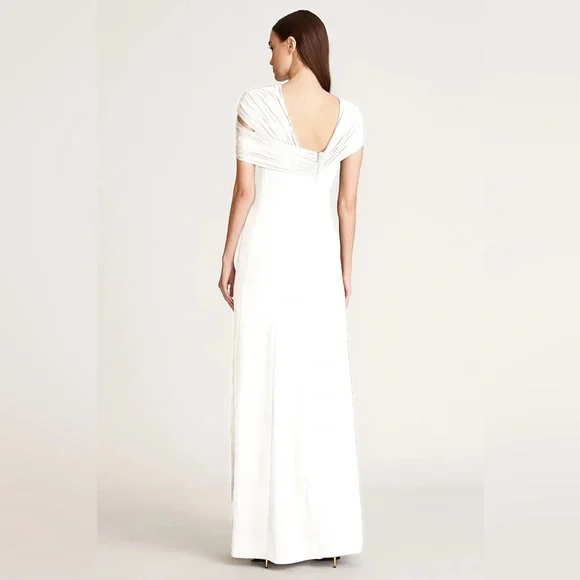 HALSTON NWT WOMEN'S EDEN CREPE LONG GOWN EVENING WEDDING DRESS SIZE US 2 - Picture 2 of 2